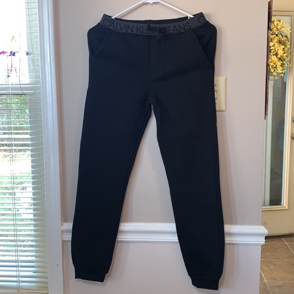 Calvin Klein Jeans Black Fleece Lined Joggers size S(8) side pockets EUC